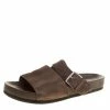 Hermes Brown Suede Flat Slide Sandals Size 42 For Men -Deals Hermes Store luxury men hermes used shoes p140698 001