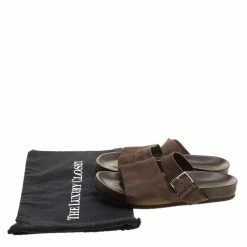 Hermes Brown Suede Flat Slide Sandals Size 42 For Men -Deals Hermes Store luxury men hermes used shoes p140698 009