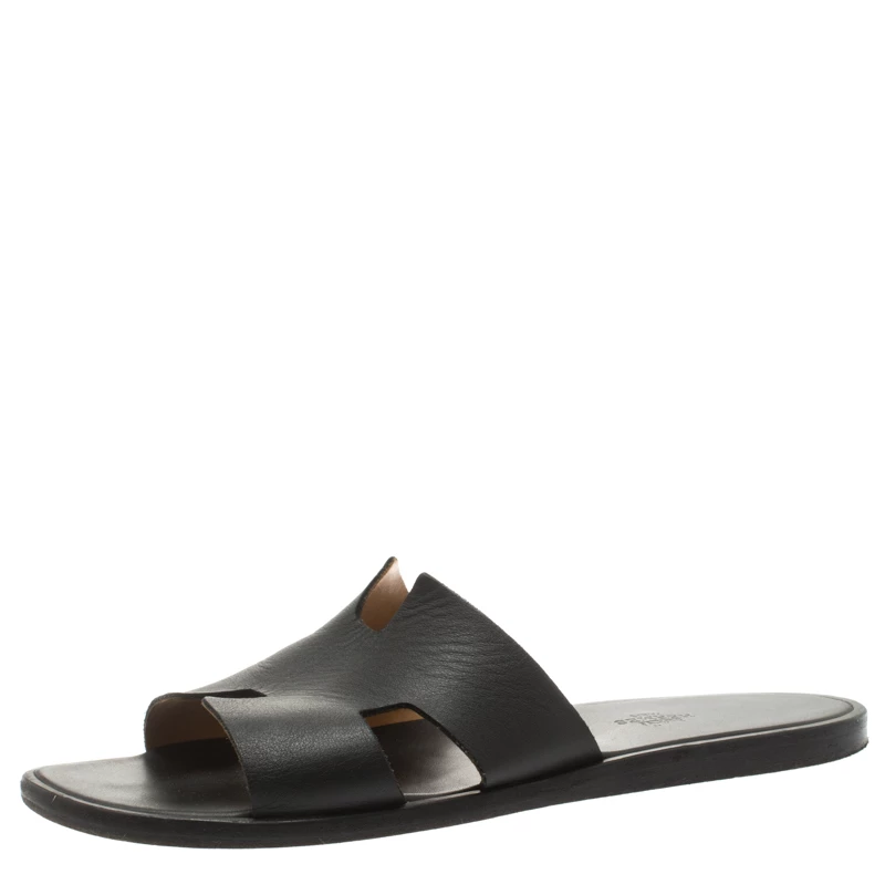 Hermes Black Leather Izmir Sandals Size 42.5 For Men 3 Hermes Black Leather Izmir Sandals Size 42.5 For Men