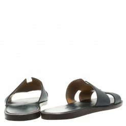 Hermes Dark Grey Leather Izmir Sandals Size 42 For Men -Deals Hermes Store luxury men hermes used shoes p185938 002
