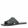 Hermes Dark Grey Leather Izmir Sandals Size 42 For Men -Deals Hermes Store luxury men hermes used shoes p185938 006