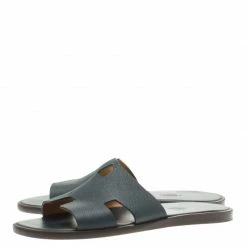 Hermes Dark Grey Leather Izmir Sandals Size 42 For Men -Deals Hermes Store luxury men hermes used shoes p185938 007