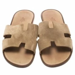 Hermes Light Brown Suede Izmir Sandals Size 42 For Men -Deals Hermes Store luxury men hermes used shoes p185940 003