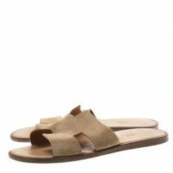 Hermes Light Brown Suede Izmir Sandals Size 42 For Men -Deals Hermes Store luxury men hermes used shoes p185940 007