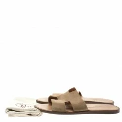 Hermes Light Brown Suede Izmir Sandals Size 42 For Men -Deals Hermes Store luxury men hermes used shoes p185940 008
