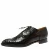 Hermes Black Alligator Leather Lace Up Oxfords Size 44 For Men -Deals Hermes Store luxury men hermes used shoes p186461 006