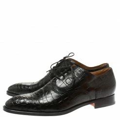 Hermes Black Alligator Leather Lace Up Oxfords Size 44 For Men -Deals Hermes Store luxury men hermes used shoes p186461 007