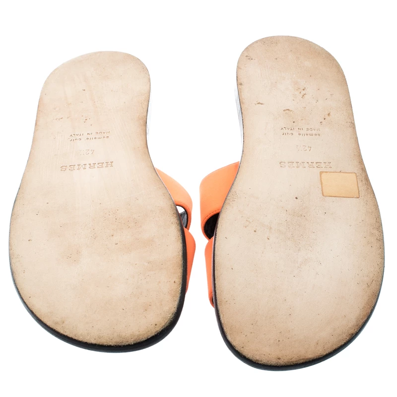 Hermes Neon Orange Fabric Izmir Sandals Size 42.5 For Men 8 Hermes Neon Orange Fabric Izmir Sandals Size 42.5 For Men - Image 6