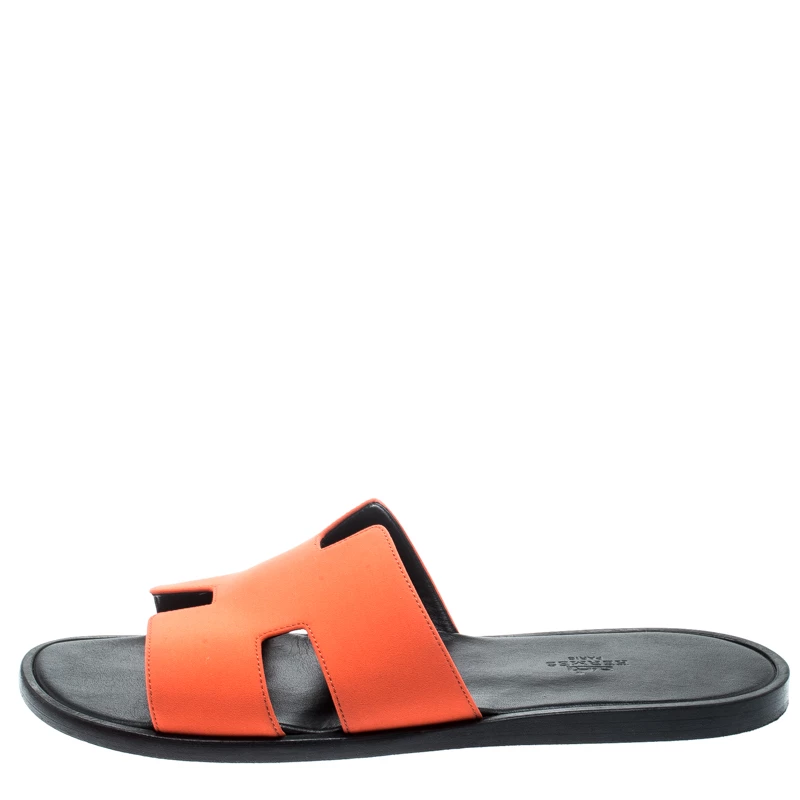 Hermes Neon Orange Fabric Izmir Sandals Size 42.5 For Men 4 Hermes Neon Orange Fabric Izmir Sandals Size 42.5 For Men - Image 2