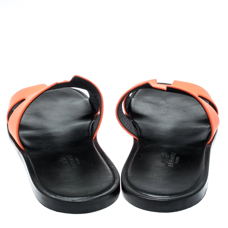 Hermes Neon Orange Fabric Izmir Sandals Size 42.5 For Men 7 Hermes Neon Orange Fabric Izmir Sandals Size 42.5 For Men - Image 5