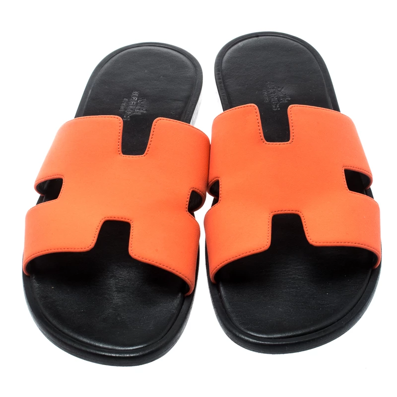 Hermes Neon Orange Fabric Izmir Sandals Size 42.5 For Men 5 Hermes Neon Orange Fabric Izmir Sandals Size 42.5 For Men - Image 3