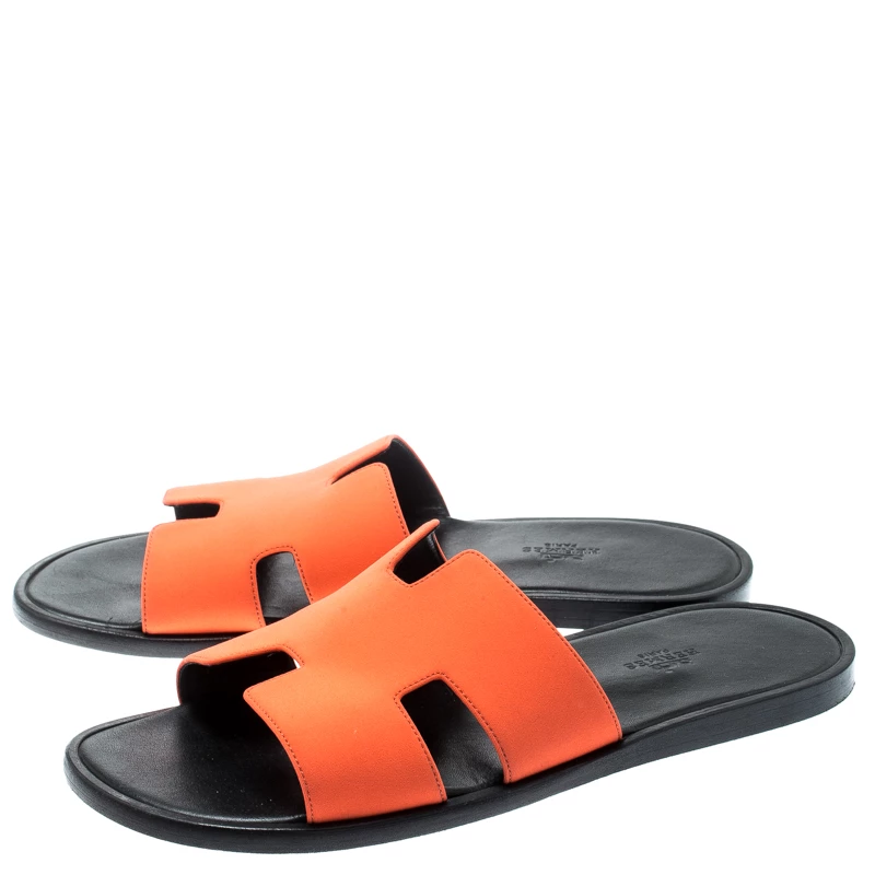 Hermes Neon Orange Fabric Izmir Sandals Size 42.5 For Men 6 Hermes Neon Orange Fabric Izmir Sandals Size 42.5 For Men - Image 4