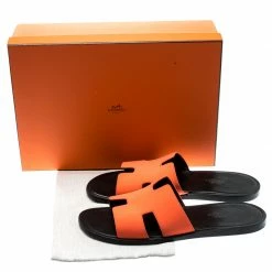 Hermes Neon Orange Fabric Izmir Sandals Size 42.5 For Men 17 Hermes Neon Orange Fabric Izmir Sandals Size 42.5 For Men -Deals Hermes Store luxury men hermes used shoes p187201 008