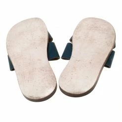 Hermes Blue Leather Izmir Slip On Slides Size 45 For Men -Deals Hermes Store luxury men hermes used shoes p215341 002