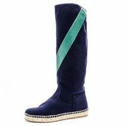 Hermes Blue Espadrilles Knee Length Boots 36 For Men