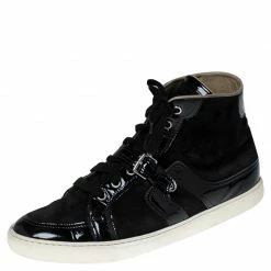Hermes Black Suede And Patent Leather Quantum High Top Sneakers Size 41.5 For Men