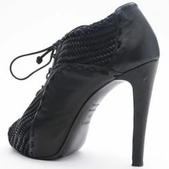 Hermes Black Woven Lace Up Peep Toe Booties Size 37 For Men -Deals Hermes Store luxury men hermes used shoes p23807 004