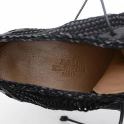 Hermes Black Woven Lace Up Peep Toe Booties Size 37 For Men -Deals Hermes Store luxury men hermes used shoes p23807 012