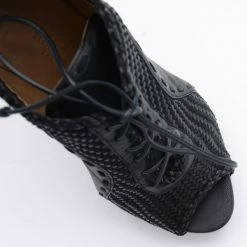 Hermes Black Woven Lace Up Peep Toe Booties Size 37 For Men -Deals Hermes Store luxury men hermes used shoes p23807 013
