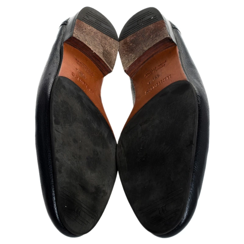 Hermes Blue Leather H Logo Paris Loafers Size 43.5 For Men 8 Hermes Blue Leather H Logo Paris Loafers Size 43.5 For Men - Image 6