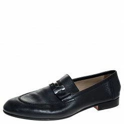 Hermes Blue Leather H Logo Paris Loafers Size 43.5 For Men