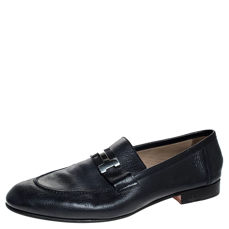 Hermes Blue Leather H Logo Paris Loafers Size 43.5 For Men 3 Hermes Blue Leather H Logo Paris Loafers Size 43.5 For Men