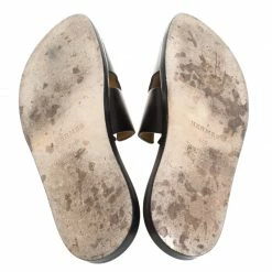 Hermes Black Leather Izmir Flat Slides Size 44.5 For Men -Deals Hermes Store luxury men hermes used shoes p260712 1578287784 007