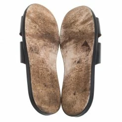 Hermes Black Leather Izmir Flat Slides Size 43 For Men -Deals Hermes Store luxury men hermes used shoes p260984 003