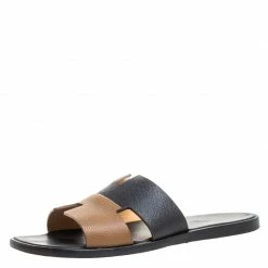 Hermes Two Tone Textured Leather Izmir Sandals Size 42.5 For Men