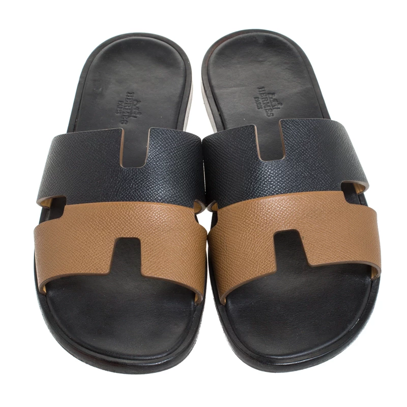 Hermes Two Tone Textured Leather Izmir Sandals Size 42.5 For Men 5 Hermes Two Tone Textured Leather Izmir Sandals Size 42.5 For Men - Image 3