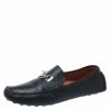 Hermes Blue Leather Slip On Loafers Size 42 For Men