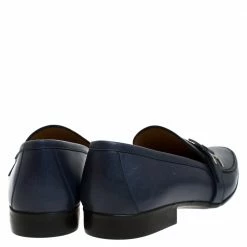 Hermes Marine Blue Leather Dan Loafers Size 43.5 For Men -Deals Hermes Store luxury men hermes used shoes p271356 003