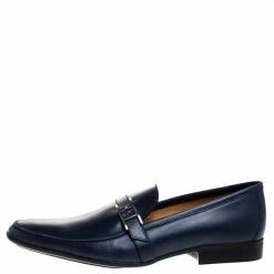 Hermes Marine Blue Leather Dan Loafers Size 43.5 For Men -Deals Hermes Store luxury men hermes used shoes p271356 006