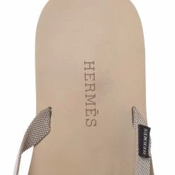 Hermes Cream/Brown Technical Fabric Isolella Flip Flop Sandals Size 42 For Men -Deals Hermes Store luxury men hermes used shoes p291930 007