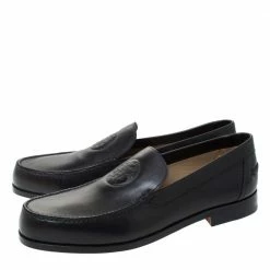 Hermes Black Logo Embossed Leather Slip On Loafers Size 41.5 For Men -Deals Hermes Store luxury men hermes used shoes p293803 003