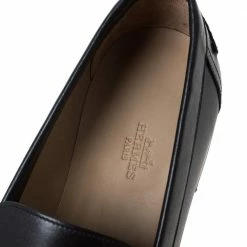 Hermes Black Logo Embossed Leather Slip On Loafers Size 41.5 For Men -Deals Hermes Store luxury men hermes used shoes p293803 006