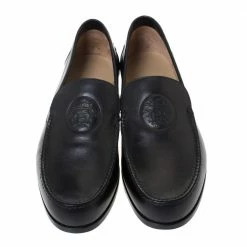Hermes Black Logo Embossed Leather Slip On Loafers Size 41.5 For Men -Deals Hermes Store luxury men hermes used shoes p293803 007