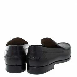 Hermes Black Logo Embossed Leather Slip On Loafers Size 41.5 For Men -Deals Hermes Store luxury men hermes used shoes p293803 008