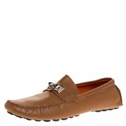 Hermes Brown Leather Irving Loafer Size 42.5 For Men