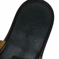 Hermes Green Leather Izmir Flat Slides Size 43.5 For Men -Deals Hermes Store luxury men hermes used shoes p317660 003