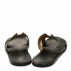 Hermes Green Leather Izmir Flat Slides Size 43.5 For Men -Deals Hermes Store luxury men hermes used shoes p317660 005