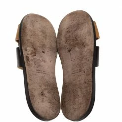 Hermes Black/Brown Leather Izmir Flat Slides Size 43.5 For Men -Deals Hermes Store luxury men hermes used shoes p317968 001