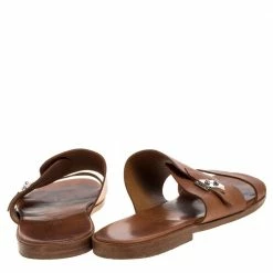 Hermes Brown Leather Slide Sandals Size 43.5 For Men -Deals Hermes Store luxury men hermes used shoes p321263 001