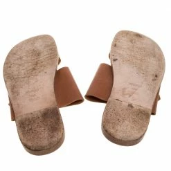 Hermes Brown Leather Slide Sandals Size 43.5 For Men -Deals Hermes Store luxury men hermes used shoes p321263 002