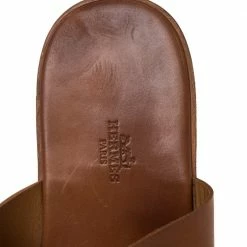Hermes Brown Leather Slide Sandals Size 43.5 For Men -Deals Hermes Store luxury men hermes used shoes p321263 004