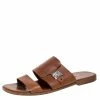 Hermes Brown Leather Slide Sandals Size 43.5 For Men -Deals Hermes Store luxury men hermes used shoes p321263 007