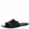 Hermes Black Leather Slide Sandals Size 43 For Men