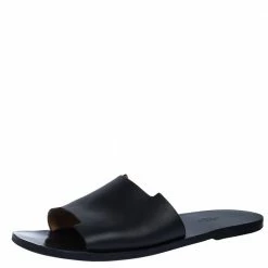 Hermes Black Leather Slide Sandals Size 43 For Men