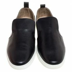 Hermes Black Perforated Leather Slip On Sneakers Size 44 For Men -Deals Hermes Store luxury men hermes used shoes p325191 004