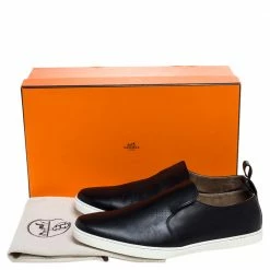 Hermes Black Perforated Leather Slip On Sneakers Size 44 For Men -Deals Hermes Store luxury men hermes used shoes p325191 009